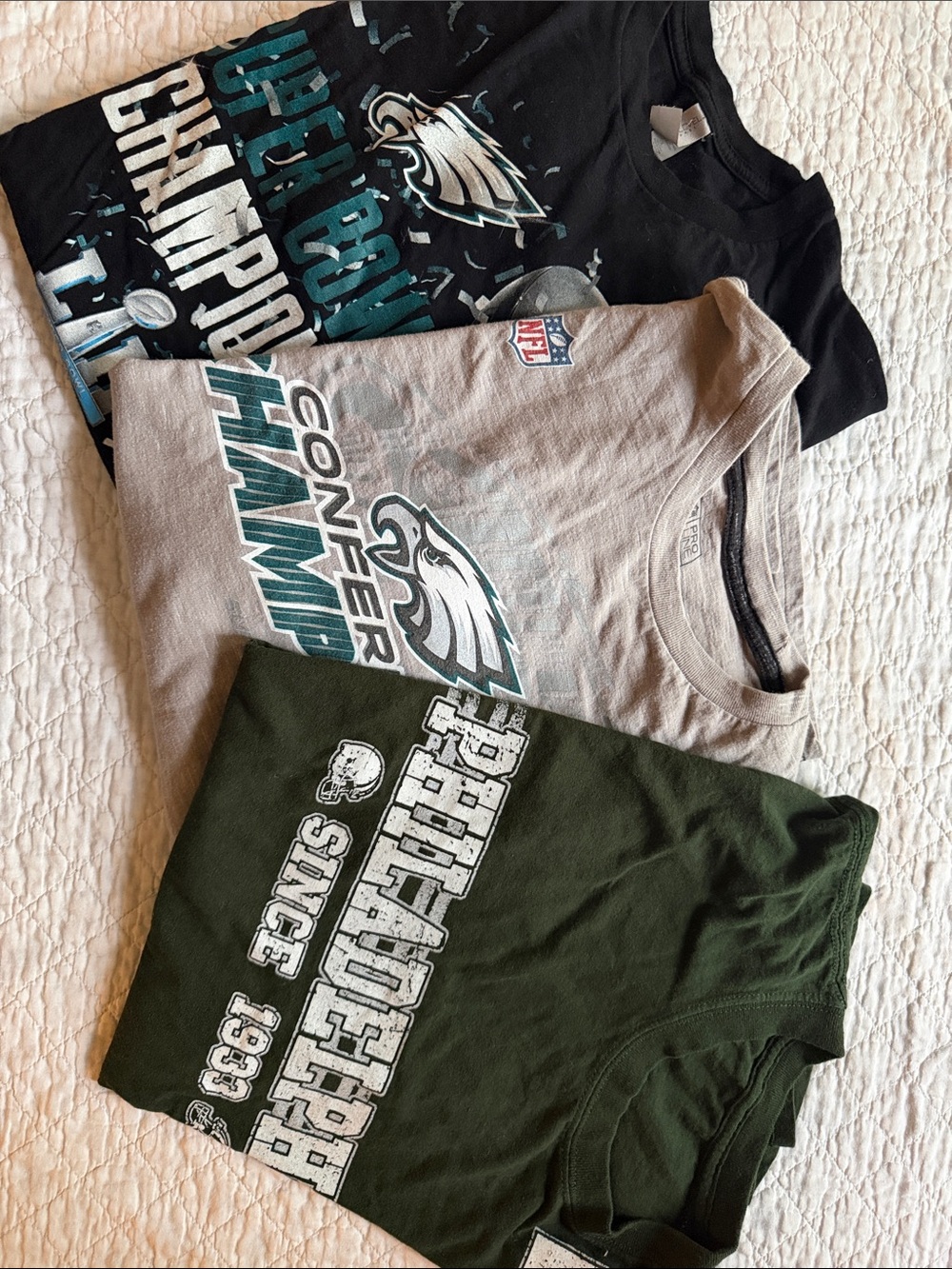NFL Philadelphia Eagles Graphic Tee Trio - Black/Gray/Green